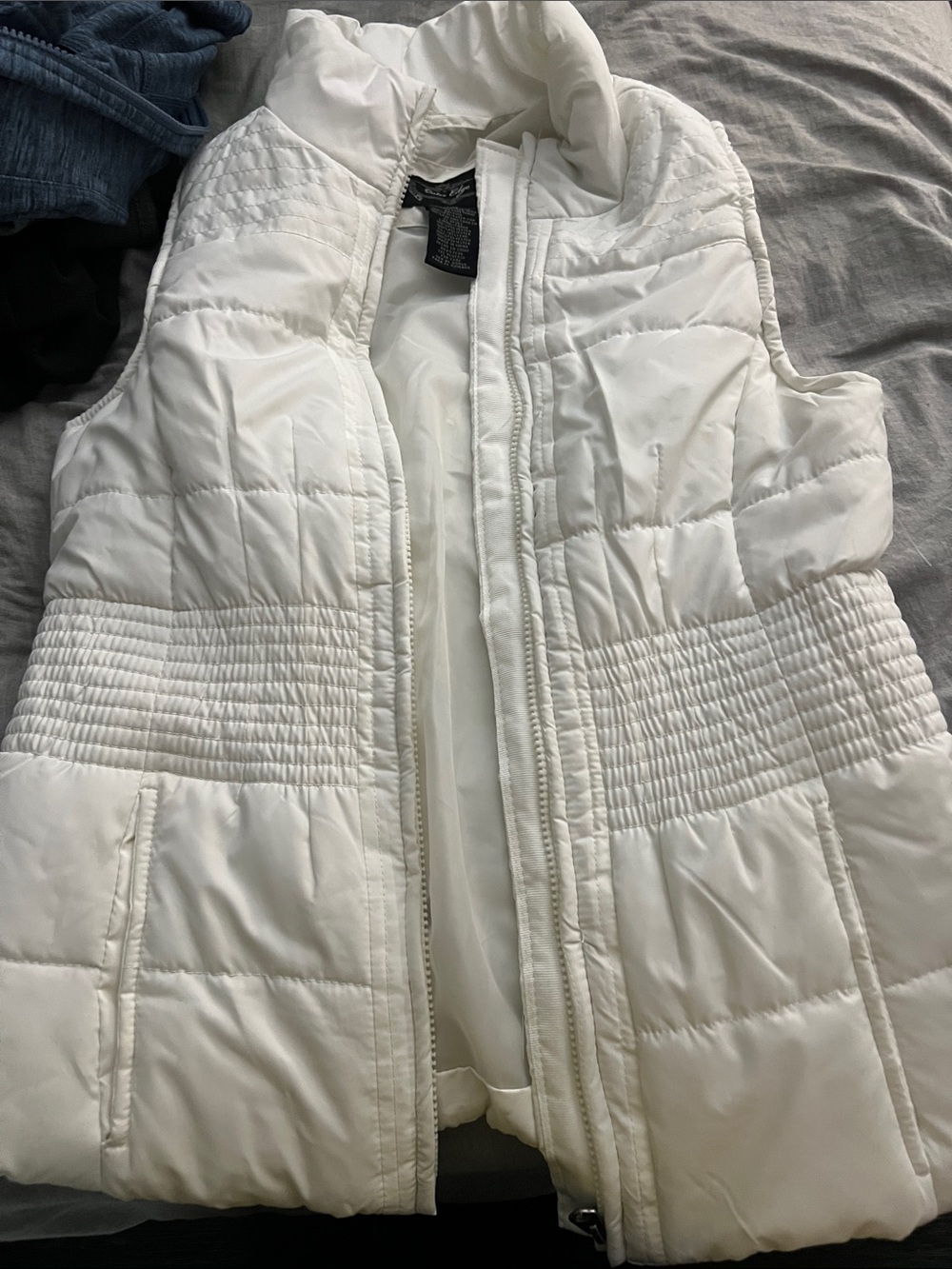 Outer Edge White Quilted Sleeveless Puffer Vest